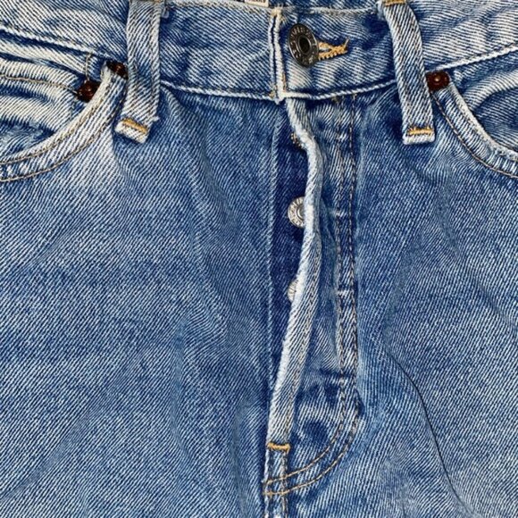 Re/Done 90s High Rise Loose Jeans 24 Blue Distressed 100% Cotton Button Fly Boho - Picture 3 of 13